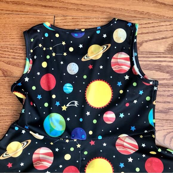 FUNNYCOKID Planets Astronomy Print A-Line Skater Black Dress Girl’s Size XL - Picture 5 of 9